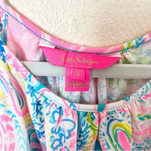 LILLY PULITZER Mabry Midi Dress Multi Flock Full of Fun Sz Small Halter - Picture 4 of 8